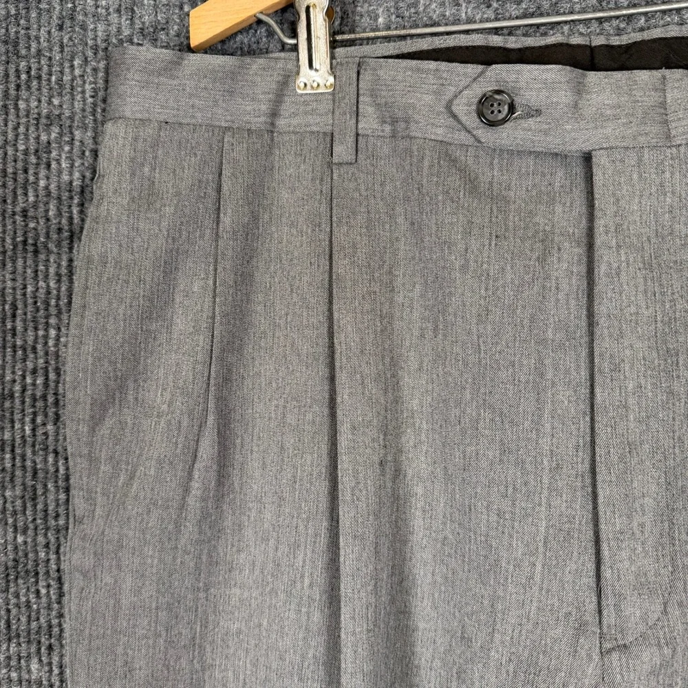Austin Reed Super 100's Wool Dress Pants Men's 36x30 Gray Pleated Trousers